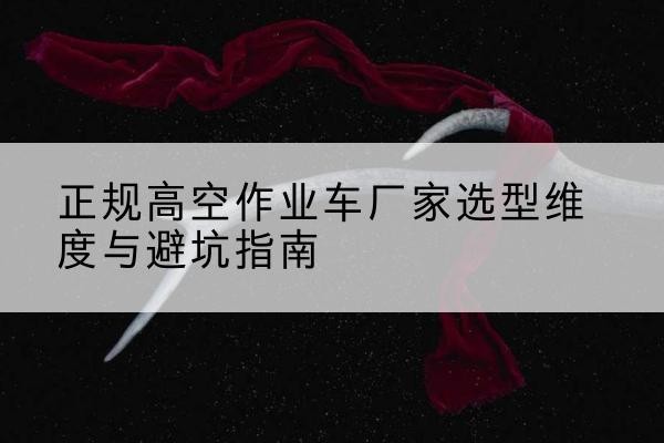 荷塘高空作业车厂家-正规选型维度与避坑指南