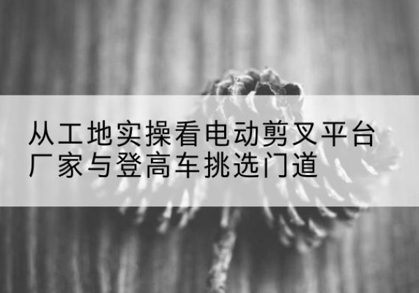 荷塘电动剪叉升降平台厂家-从工地实操看电动剪叉平台厂家与登高车挑选门道